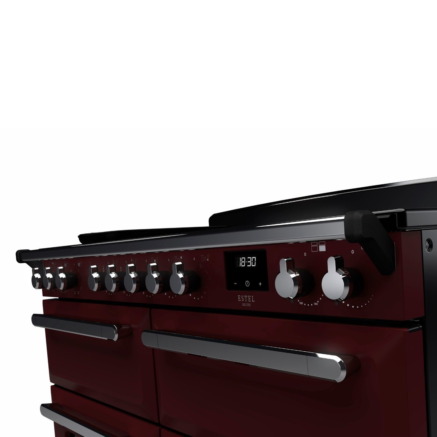 Rangemaster Estel Deluxe 110cm Induction Range Cooker - Bordeaux + Chrome - Image 3