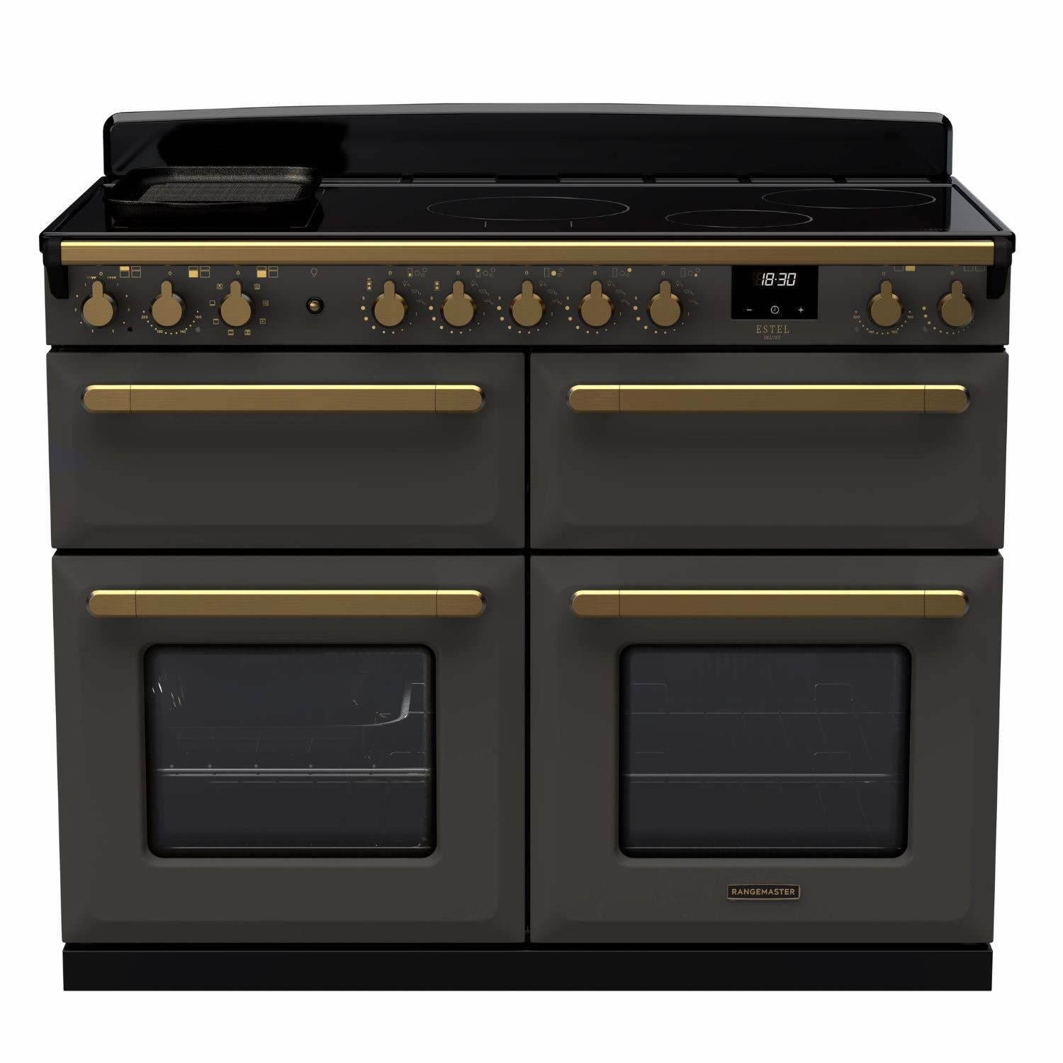Rangemaster Estel Deluxe 110cm Induction Range Cooker - Slate + Brass