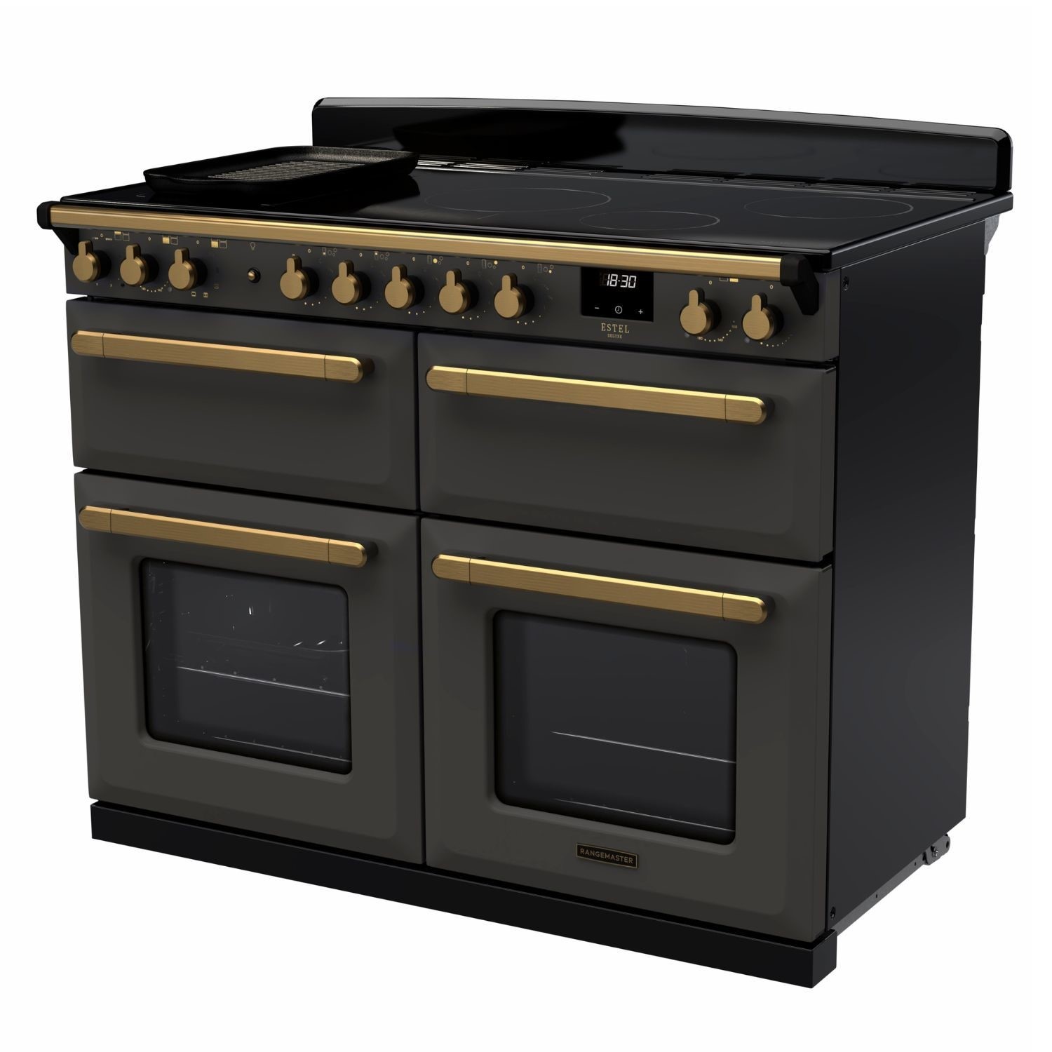 Rangemaster Estel Deluxe 110cm Induction Range Cooker - Slate + Brass - Image 3