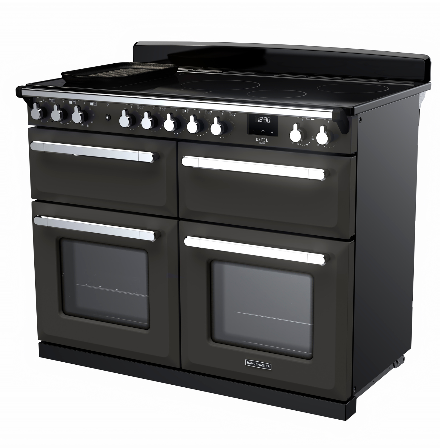 Rangemaster Estel Deluxe 110cm Induction Range Cooker - Gloss Black + Chrome - Image 2