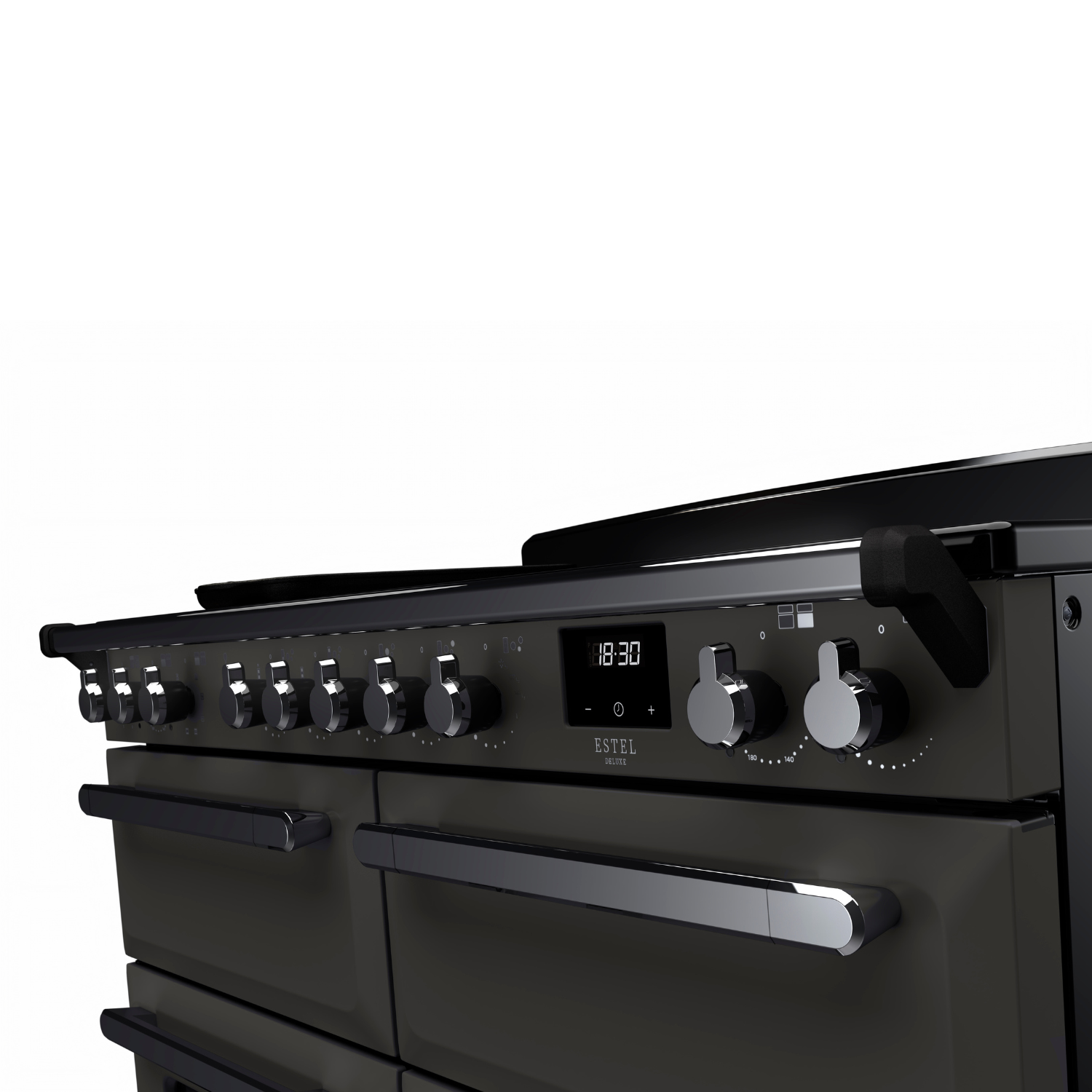 Rangemaster Estel Deluxe 110cm Induction Range Cooker - Gloss Black + Chrome - Image 5