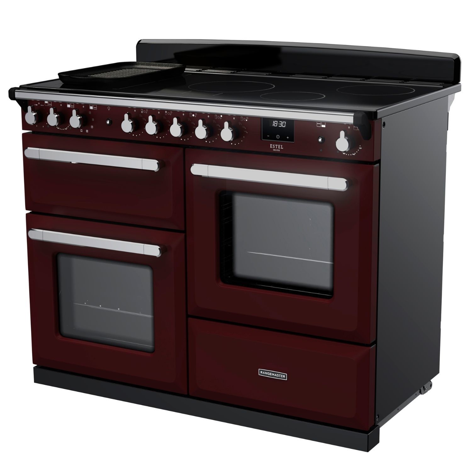 Rangemaster Estel Deluxe 110cm Induction Range Cooker - Bordeaux + Chrome - Image 2