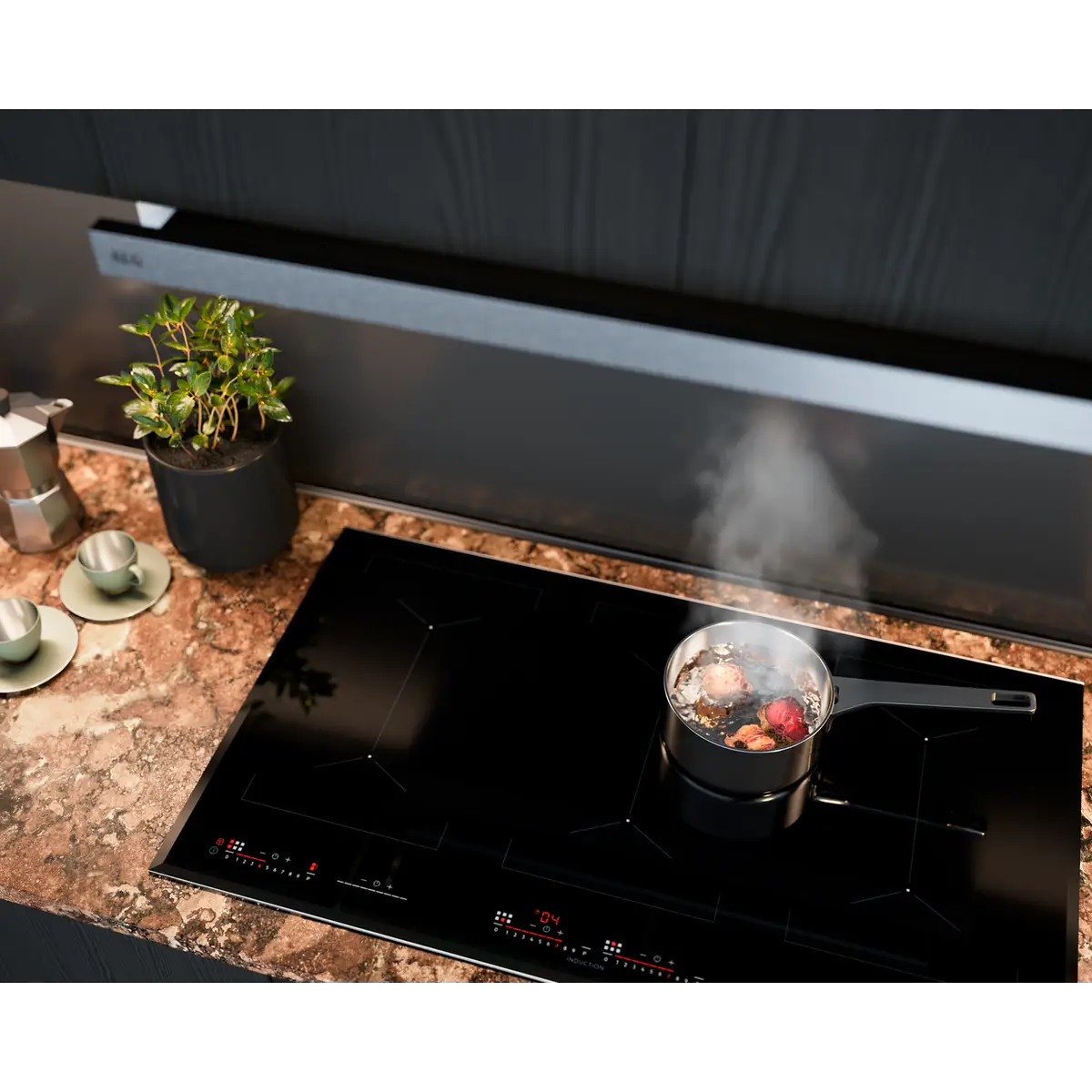 AEG 6000 Series 80cm Angled Cooker Hood - Black Glass - Image 6