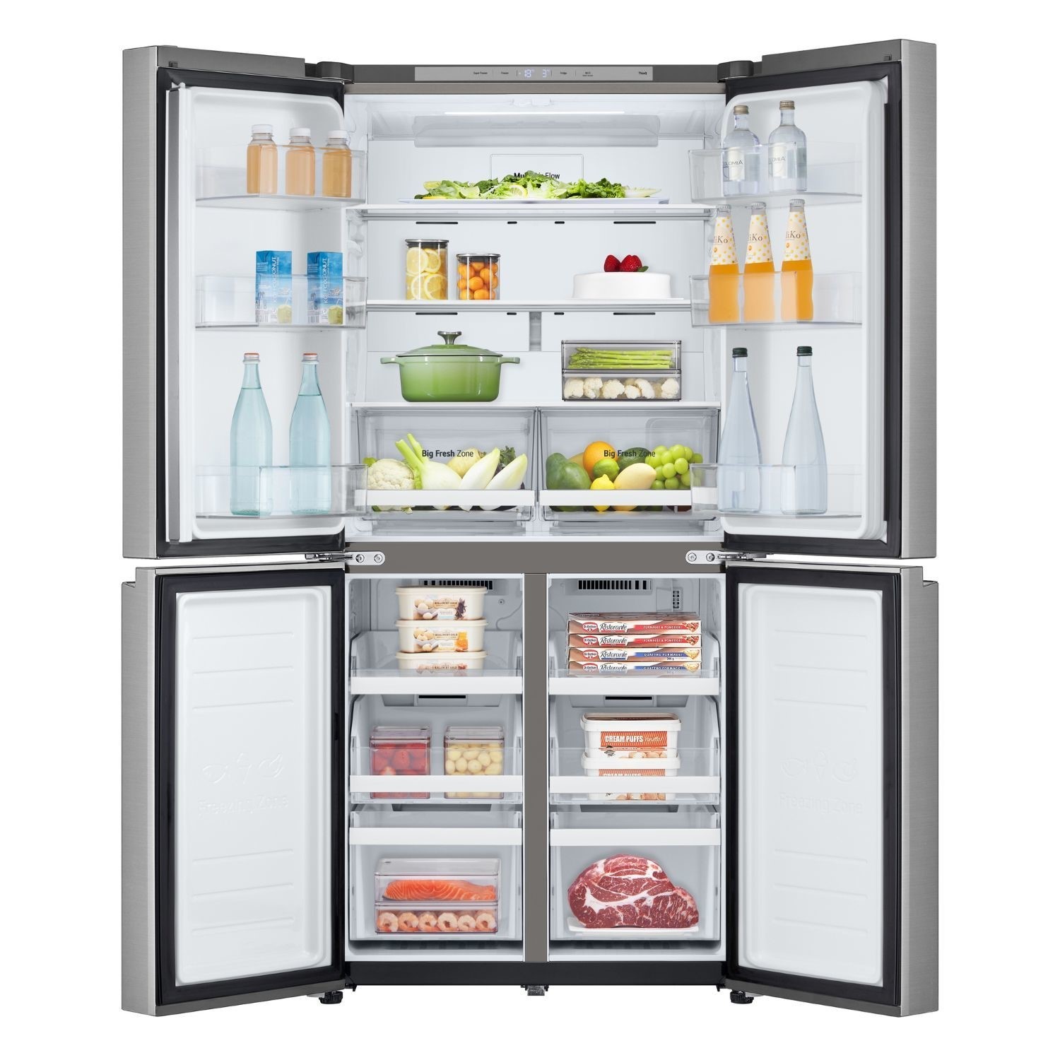 LG NatureFRESH 530 Litre Four Door American Fridge Freezer - Prime Silver - Image 6