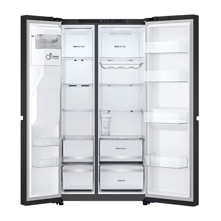 LG NatureFRESH 628 Litre Side By Side Freestanding Fridge Freezer - Essence Black Steel - Image 2