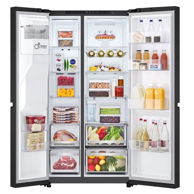 LG NatureFRESH 628 Litre Side By Side Freestanding Fridge Freezer - Essence Black Steel - Image 3
