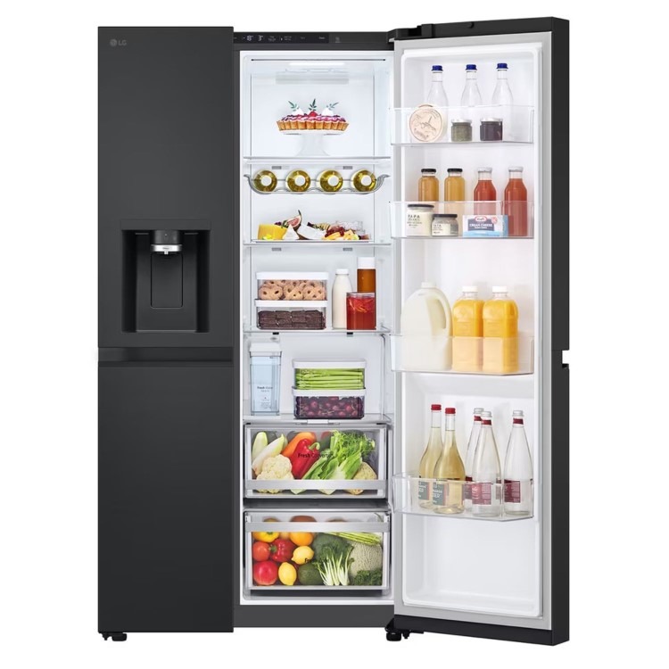 LG NatureFRESH 628 Litre Side By Side Freestanding Fridge Freezer - Essence Black Steel - Image 4
