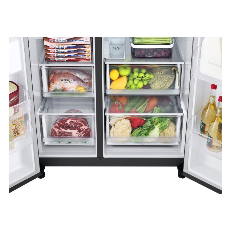 LG NatureFRESH 635 Litre Side-by-Side American Fridge Freezer - Matte Black - Image 4