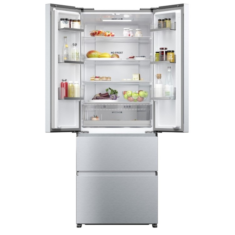Haier FD 70 Series 5 444 Litre French Style American Fridge Freezer - Platinum Inox - Image 2