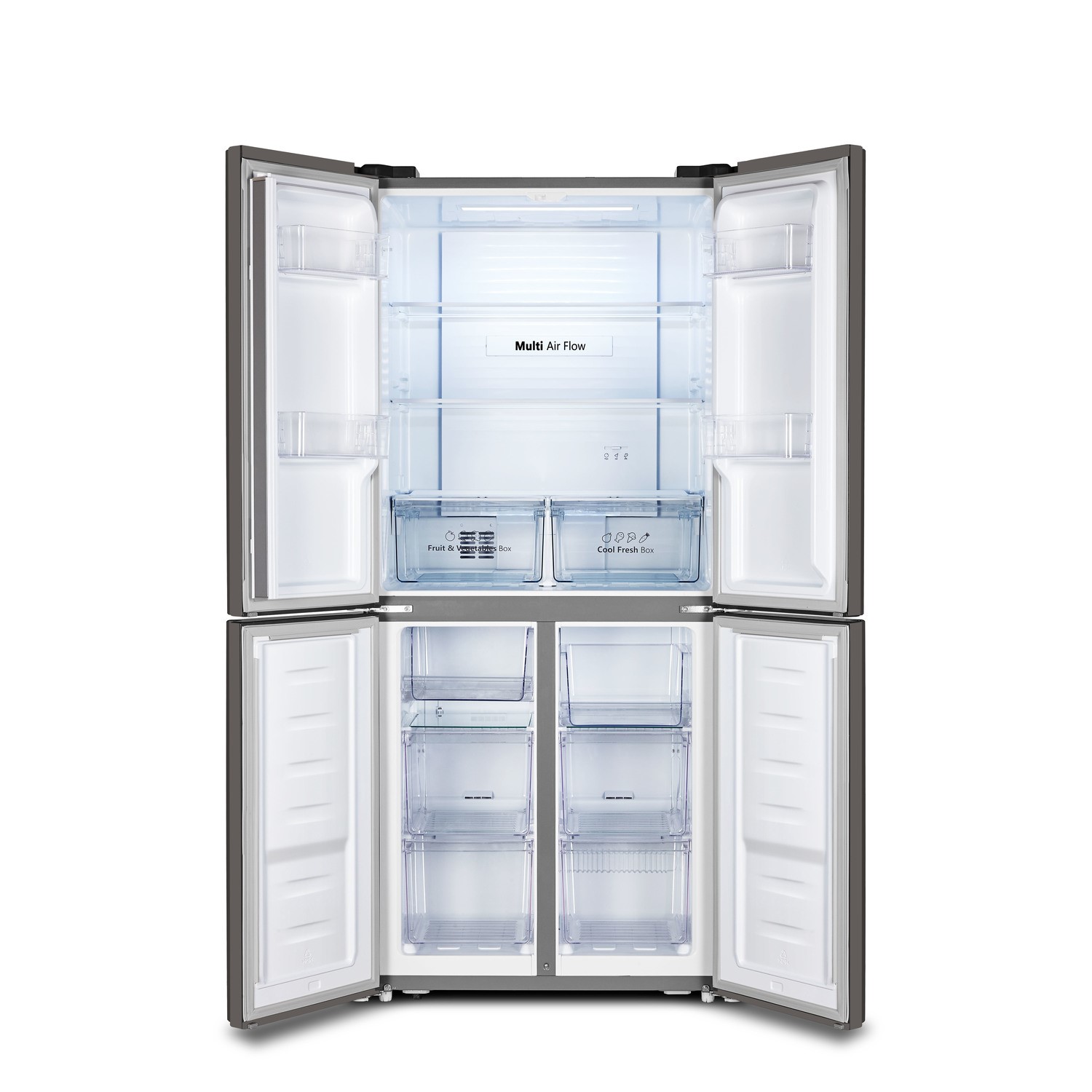 Fridgemaster 427 Litre Four Door American Fridge Freezer - Silver - Image 4
