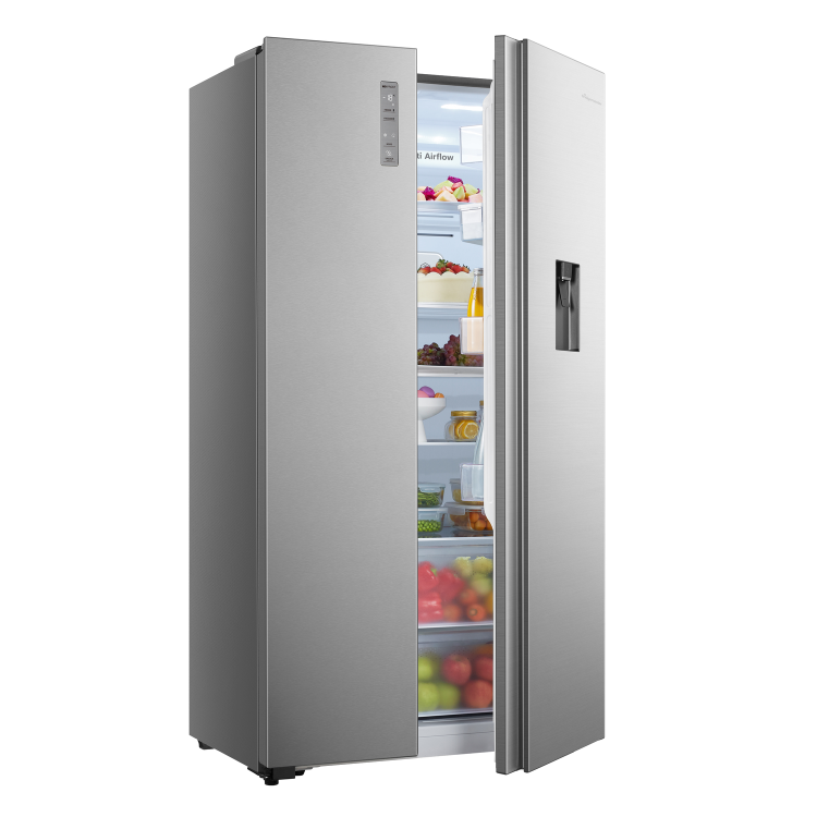 Fridgemaster 519 Litre Side-By-Side American Fridge Freezer - Silver - Image 4