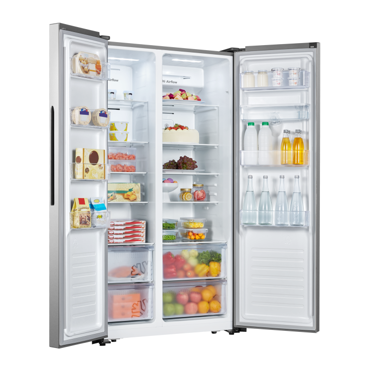 Fridgemaster 519 Litre Side-By-Side American Fridge Freezer - Silver - Image 5