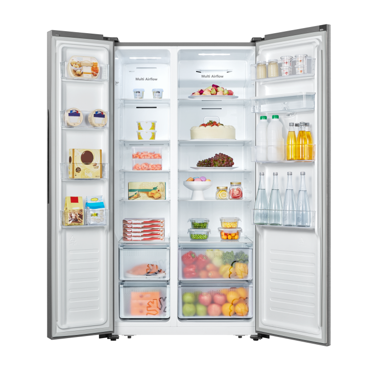Fridgemaster 519 Litre Side-By-Side American Fridge Freezer - Silver - Image 6