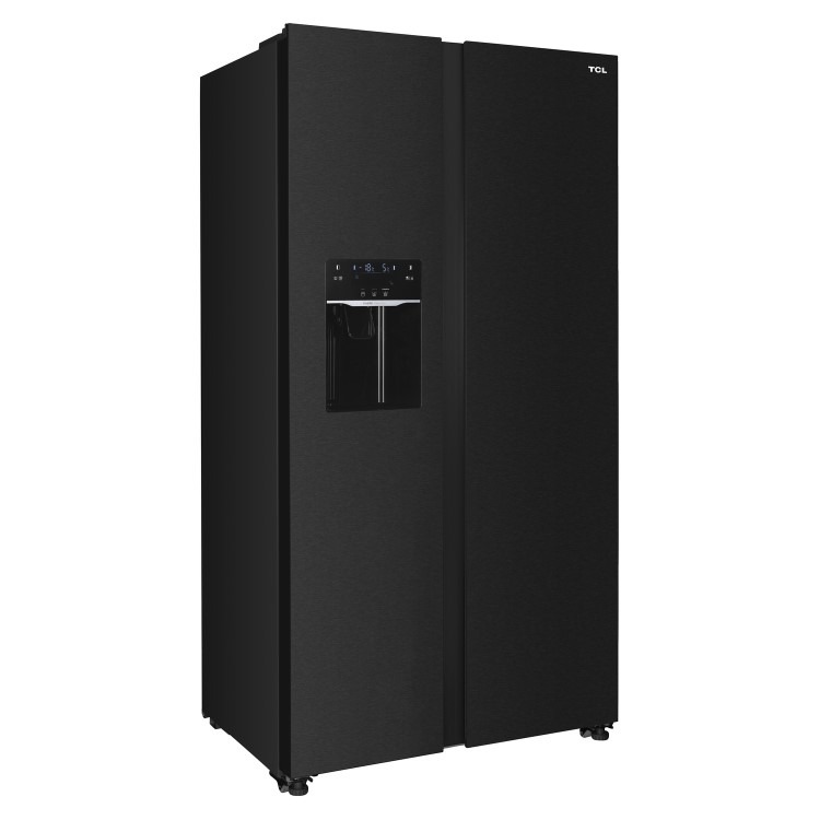 TCL 513 Litre Side-By-Side American Fridge Freezer with Water Dispenser - Black Stainless Steel - Image 3