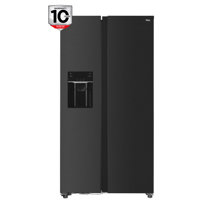TCL 513 Litre Side-By-Side American Fridge Freezer with Water Dispenser - Black Stainless Steel - Image 5