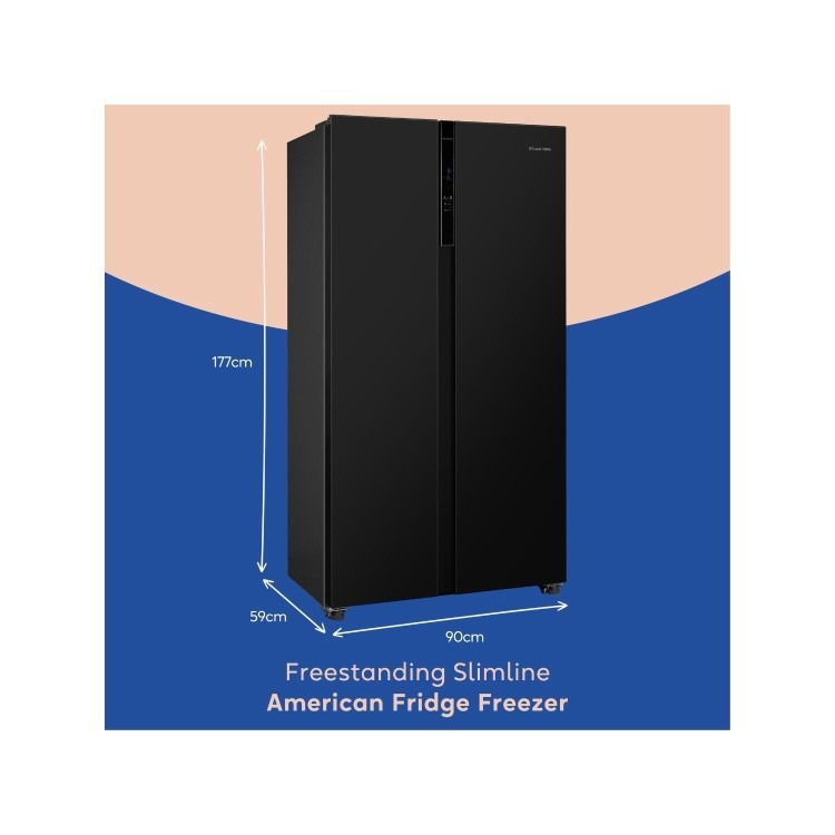 Russell Hobbs 442 Litre Side-By-Side American Fridge Freezer - Black - Image 4