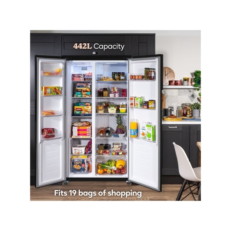 Russell Hobbs 442 Litre Side-By-Side American Fridge Freezer - Black - Image 6