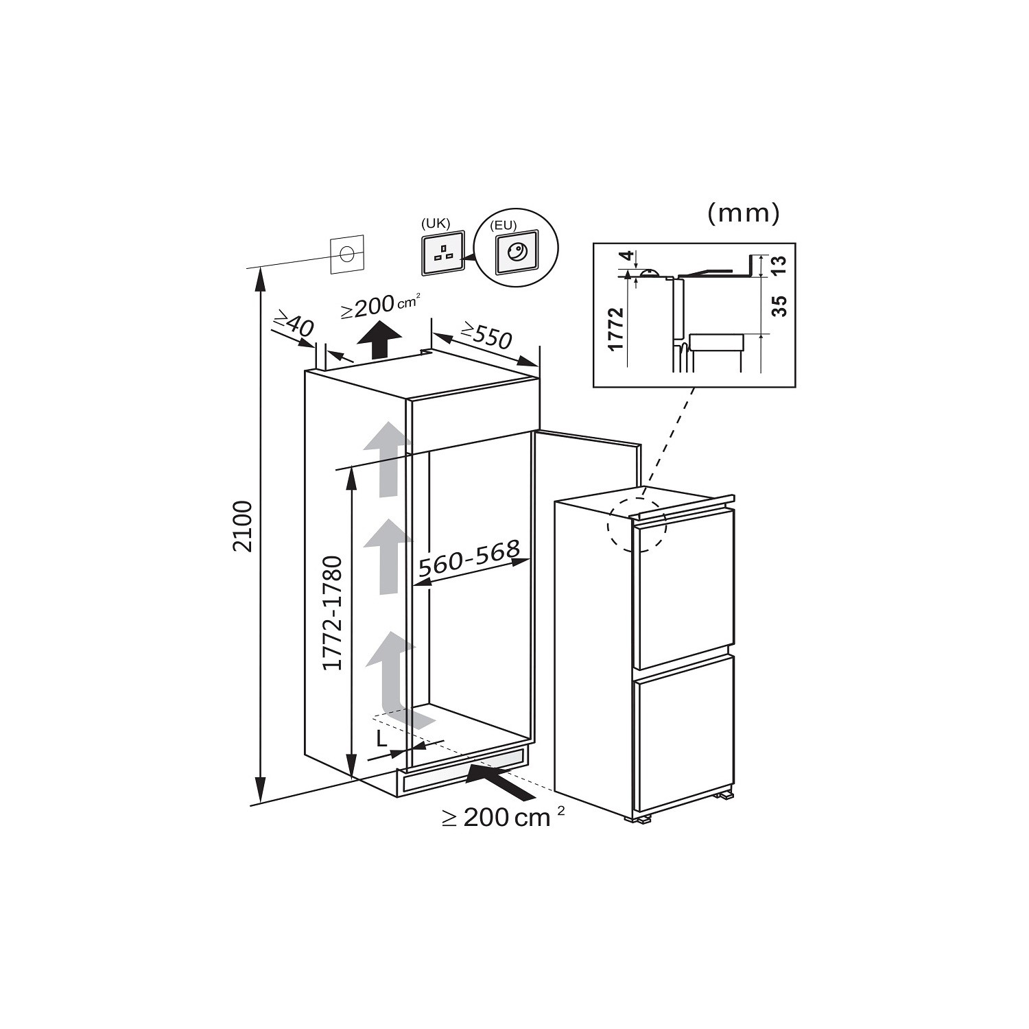 Hisense 246 Litre 70/30 Integrated Fridge Freezer - Image 3