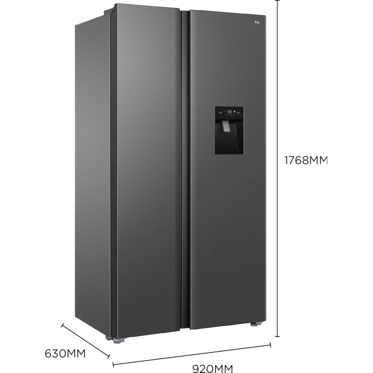 TCL 503 Litre Side-by-Side American Fridge Freezer - Grey - Image 6