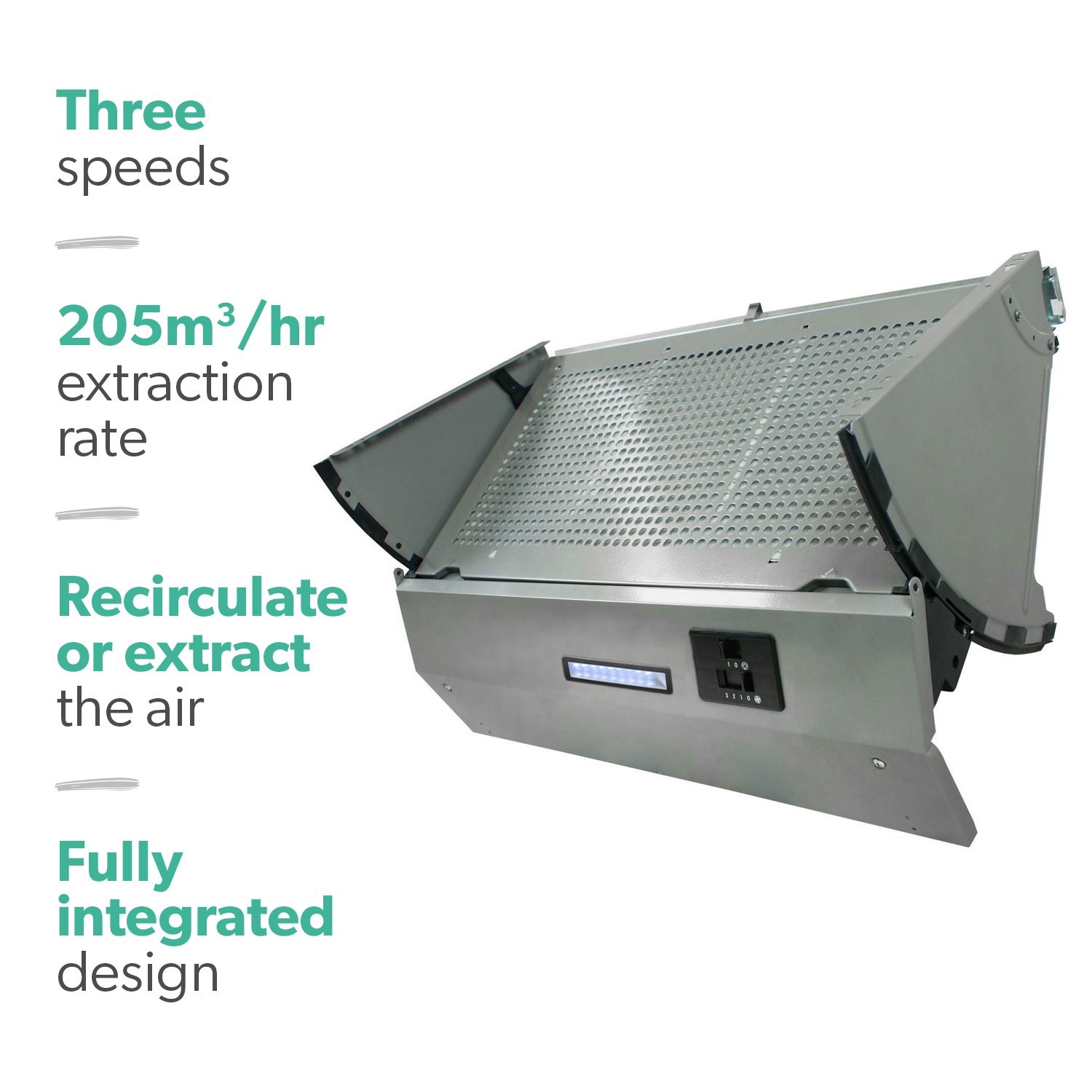 electriQ 60cm Integrated Cooker Hood - Grey - Image 6