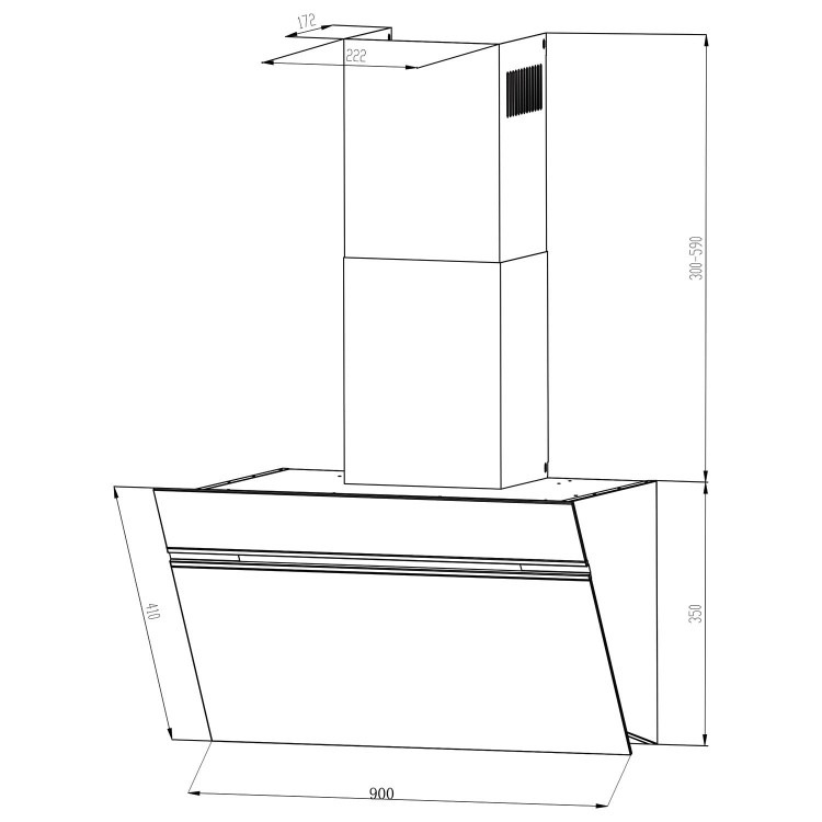 electriQ 90cm Super Silent Angled Cooker Hood - Black - Image 3