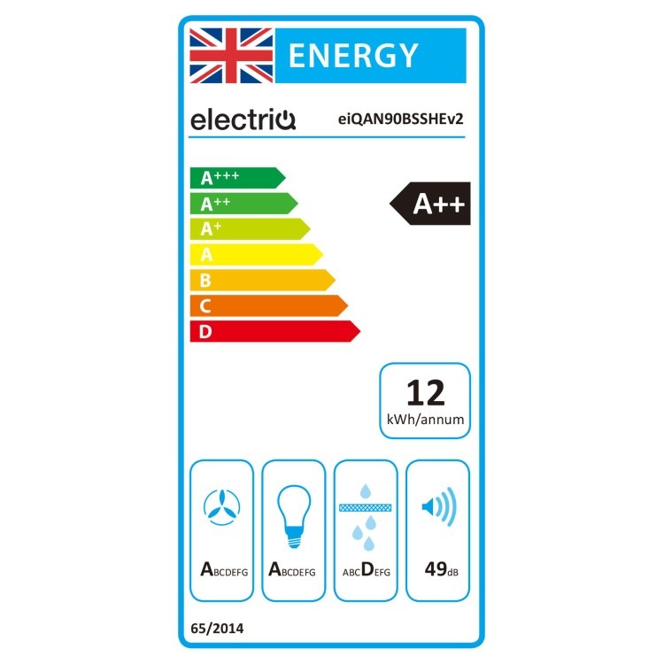 electriQ 90cm Super Silent Angled Cooker Hood - Black - Image 4