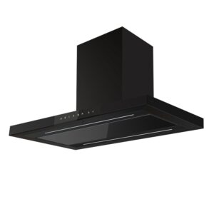 electriQ 90cm Island Hood with Hob to Hood Connection – Black