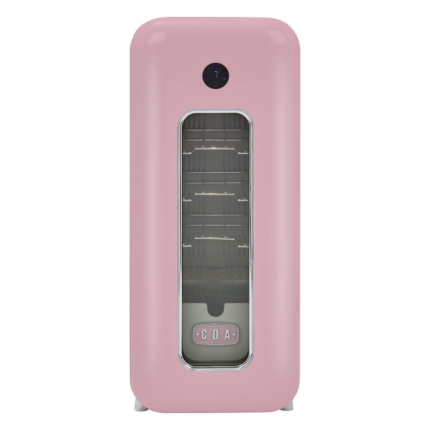 CDA Nancy Tea Rose 13 Bottle Capacity Single Zone Freestanding Retro Wine Cooler - Pink - Image 2