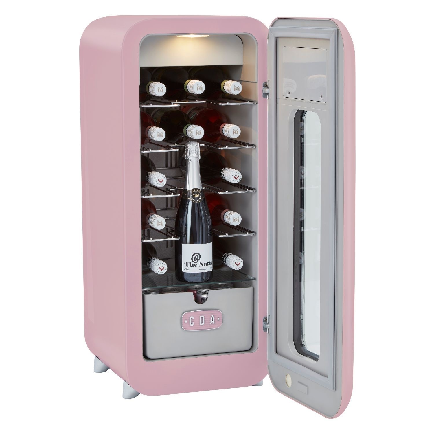 CDA Nancy Tea Rose 13 Bottle Capacity Single Zone Freestanding Retro Wine Cooler - Pink - Image 3