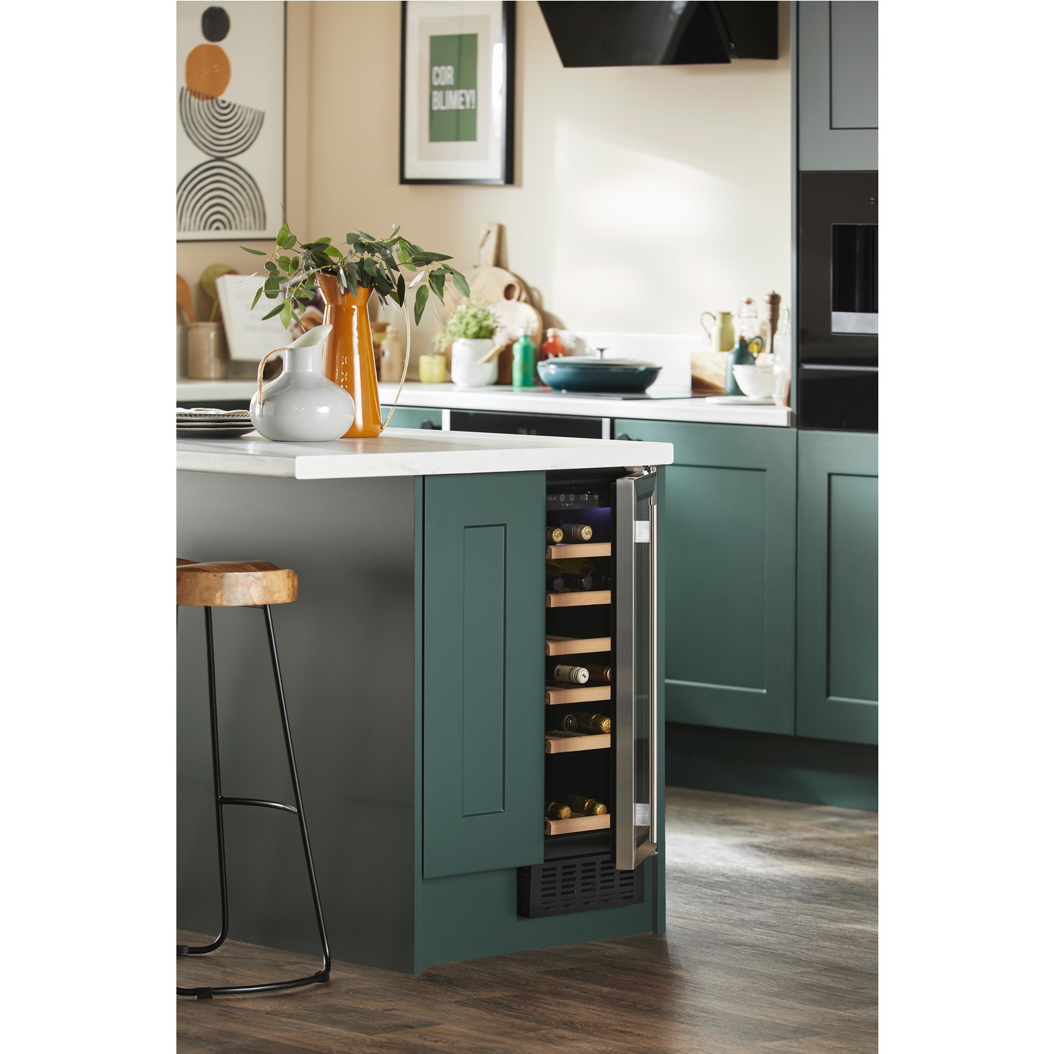 CDA 19 Bottle Capacity Single Zone Freestanding 30cm Under Counter Wine Cooler - Stainless Steel - Image 3