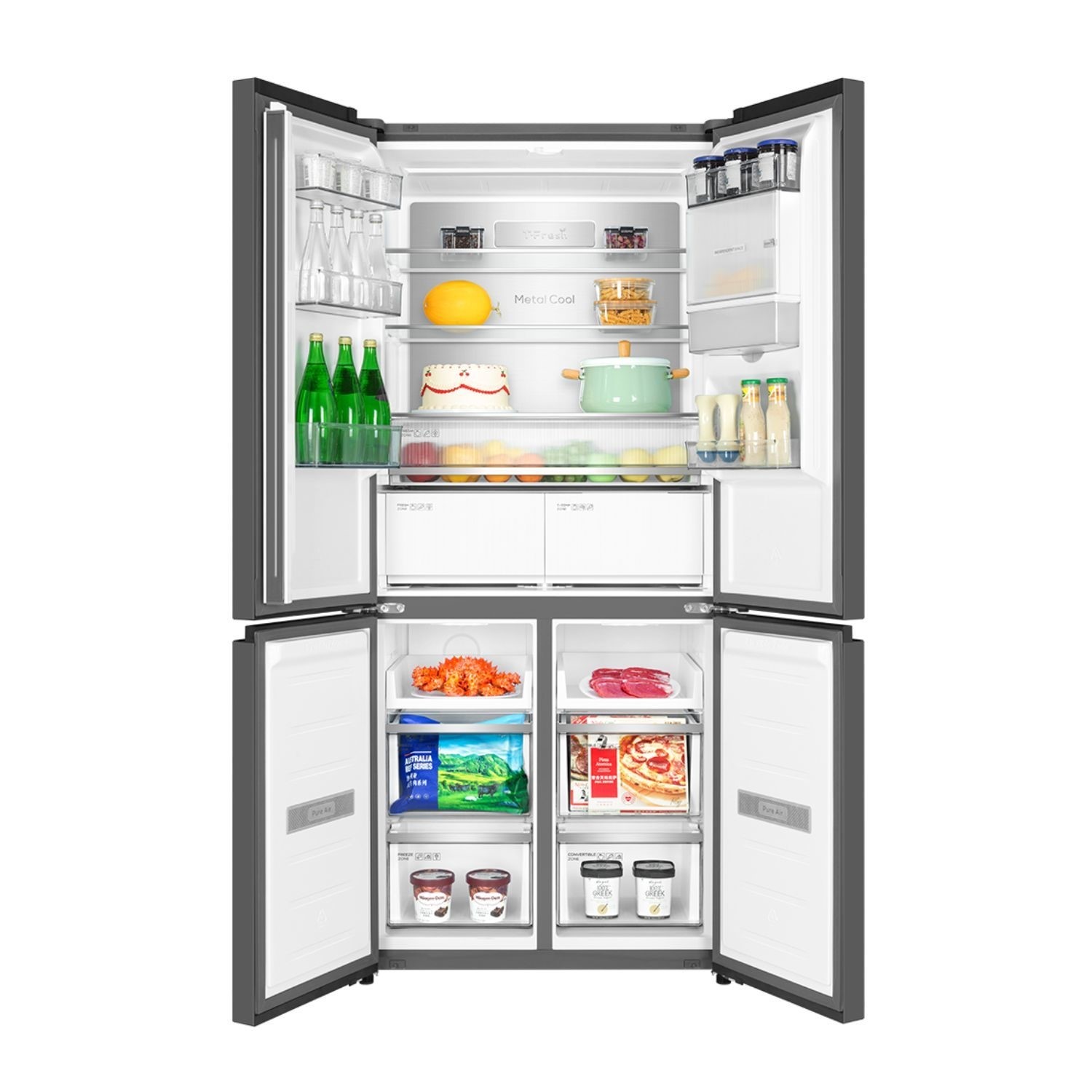 TCL 518 Litre Free Built-In Four Door American Fridge Freezer - Stainless Steel - Image 4