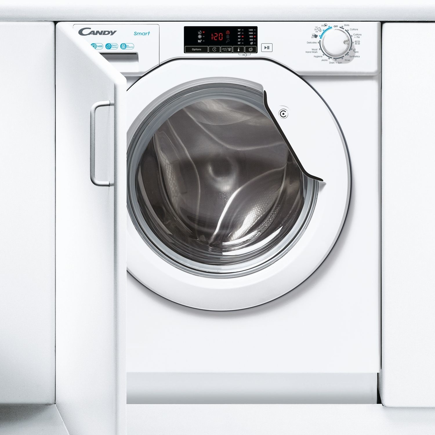 Candy Smart 8kg 1400rpm Integrated Washing Machine - White - Image 2