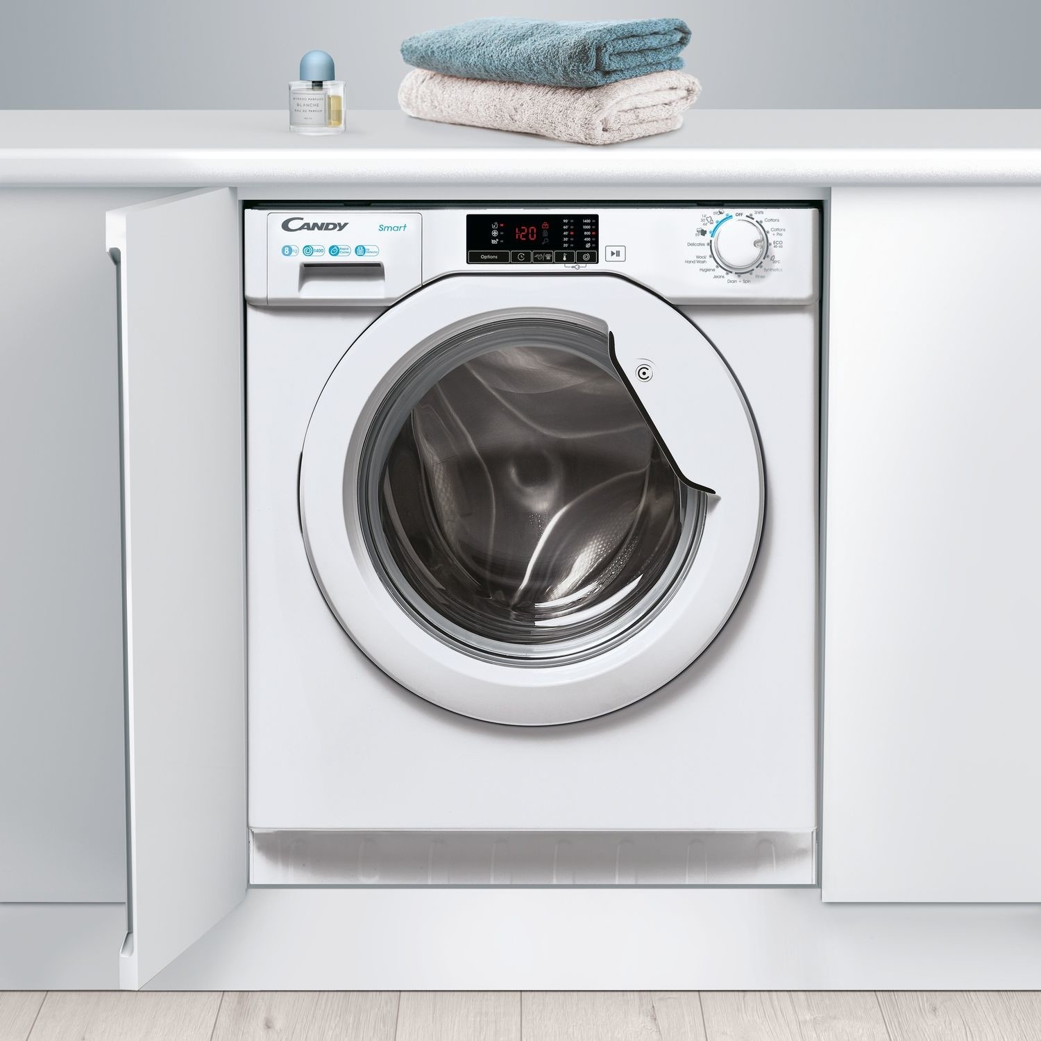 Candy Smart 8kg 1400rpm Integrated Washing Machine - White - Image 3
