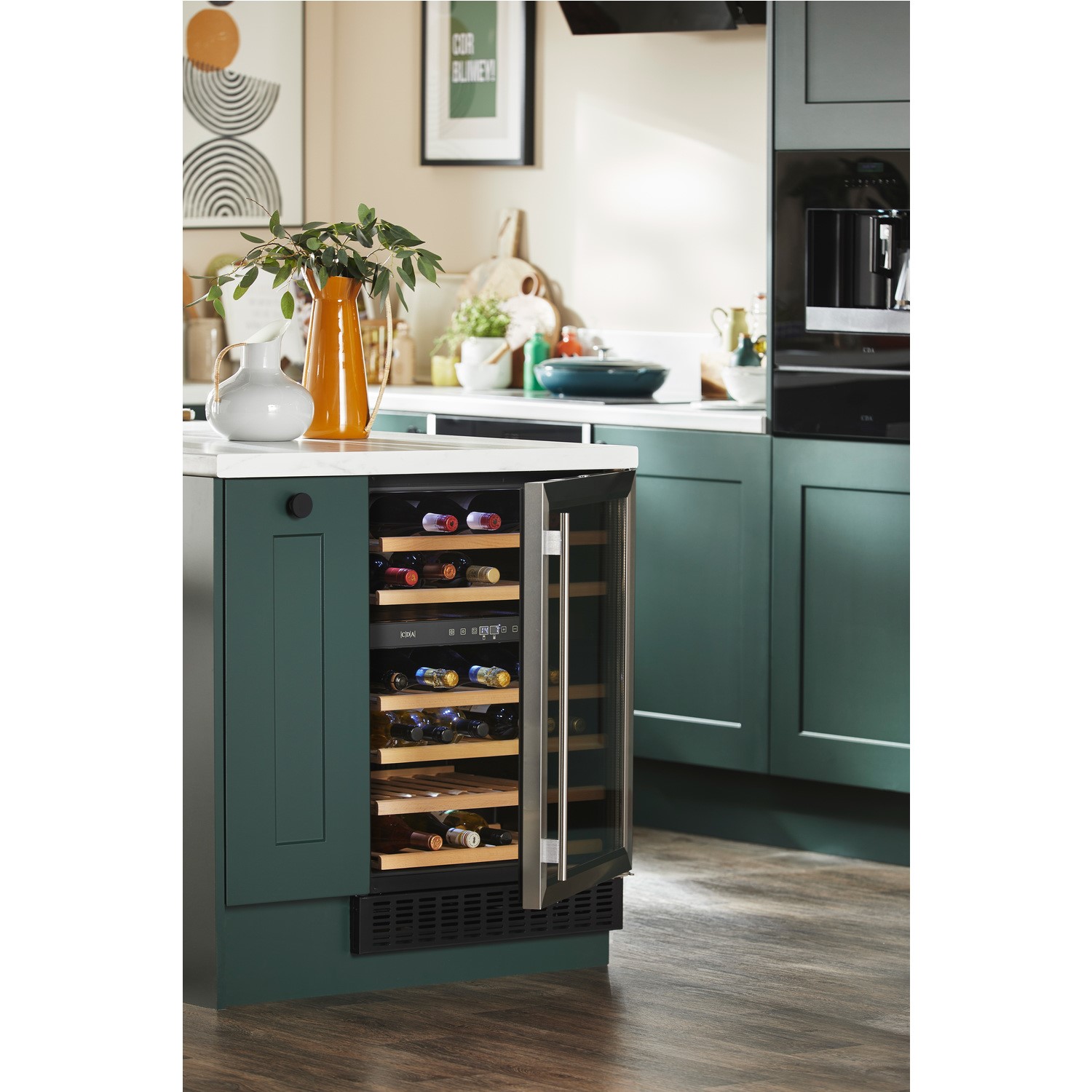 CDA 46 Bottle Cpactity Dual Zone Freestanding 60cm Under Counter Wine Cooler - Stainless Steel - Image 3