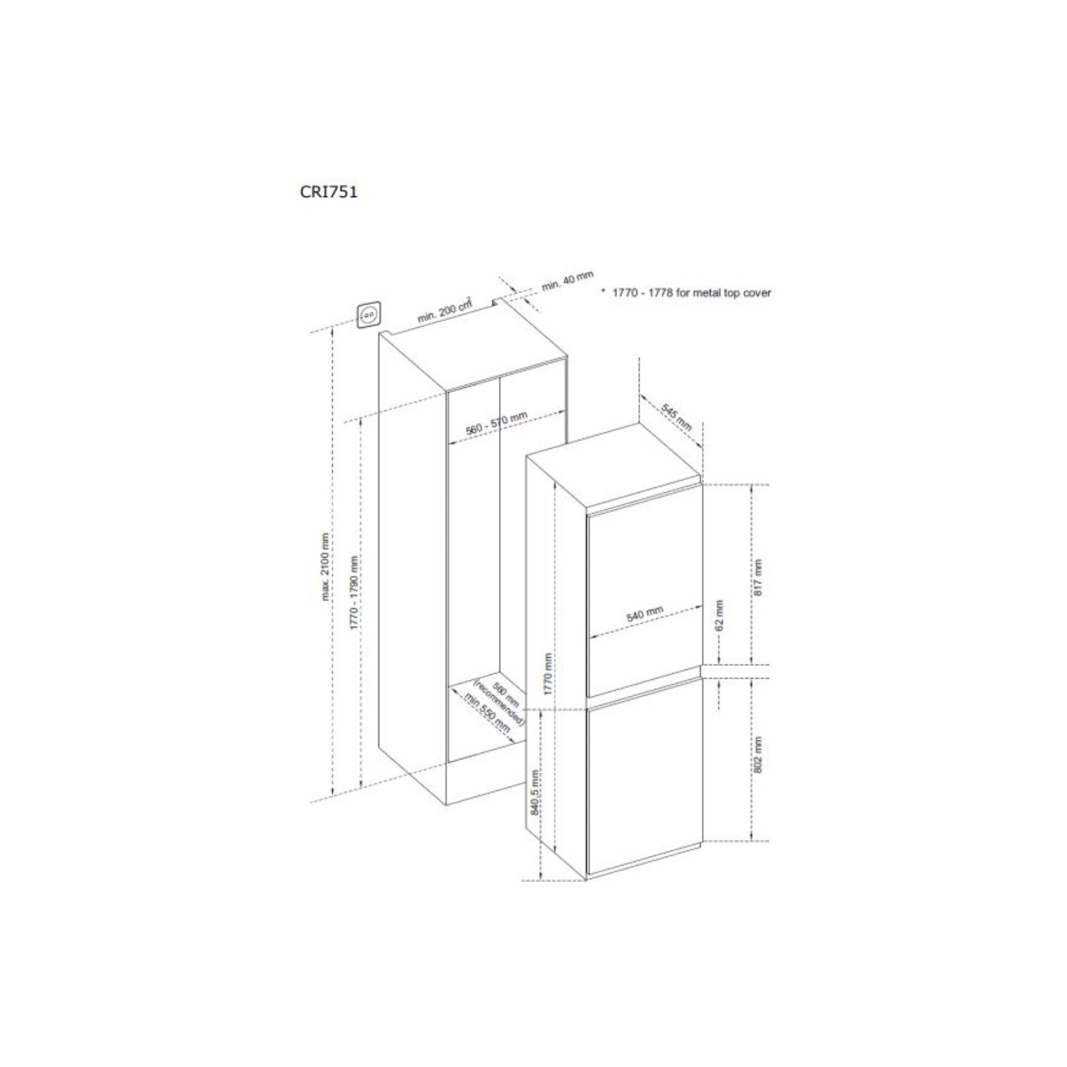 CDA 244 Litre 50/50 Integrated Fridge Freezer - Image 4