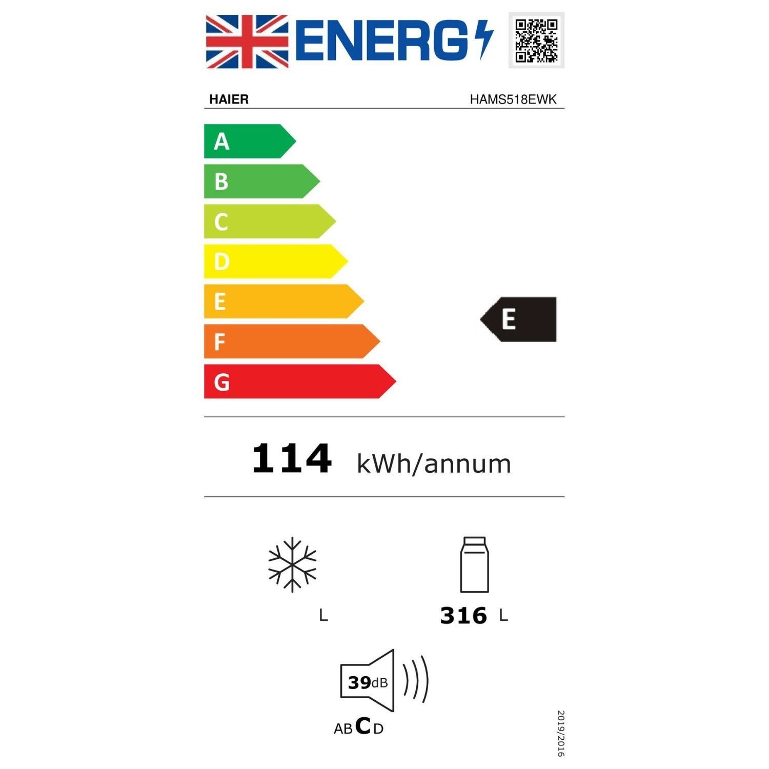 Haier Series 6 316 Litre Integrated In-Column Fridge - Image 9
