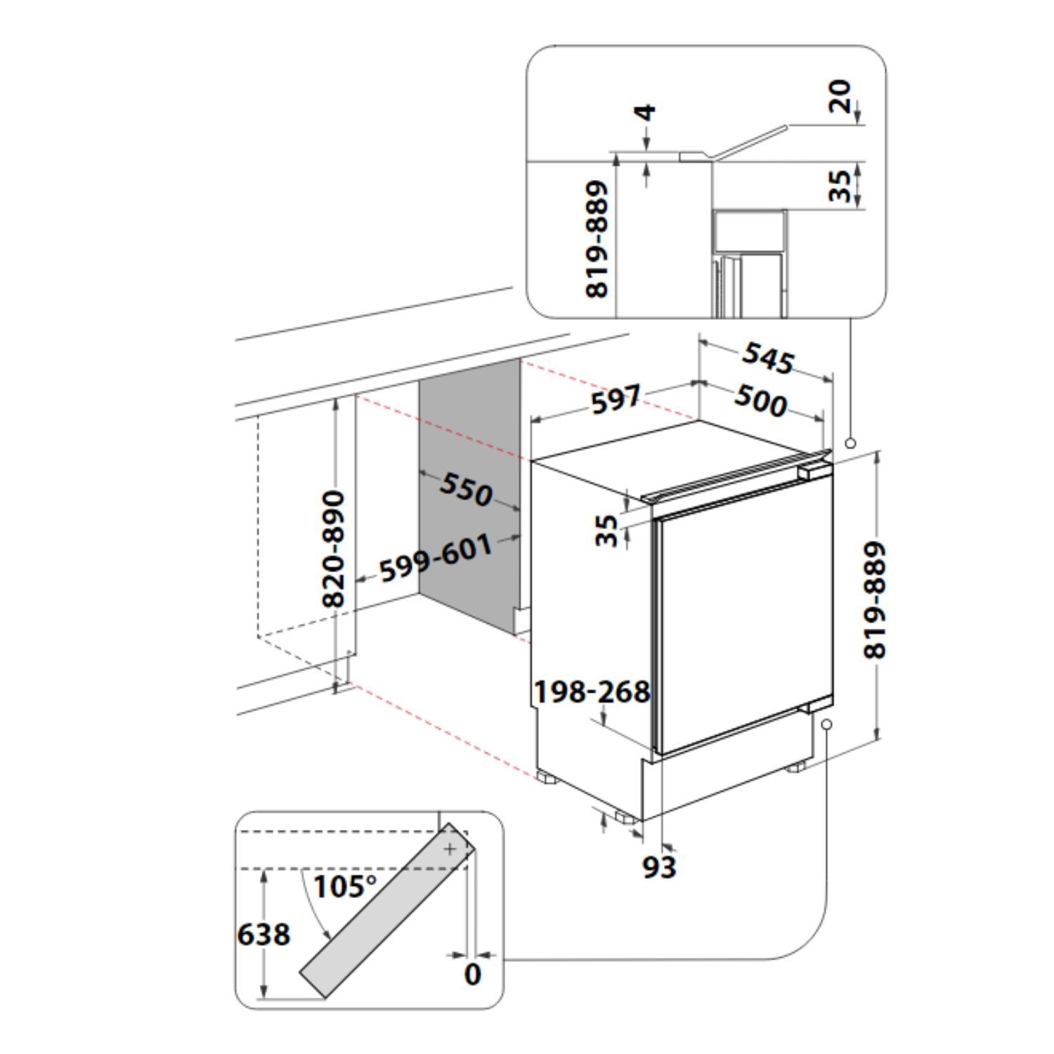 Hotpoint 144 Litre Integrated Under Counter Fridge - Image 5