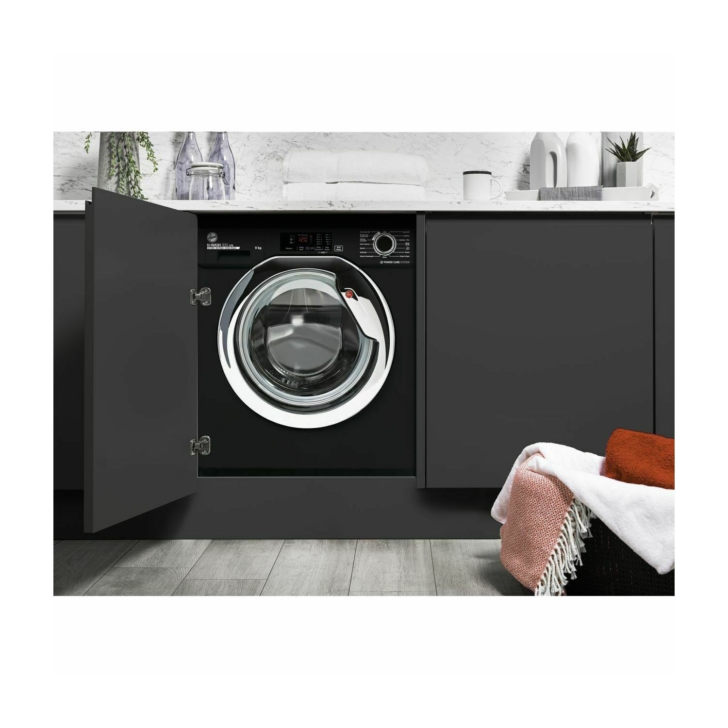 Hoover H-Wash 300 Lite 9kg 1400rpm Integrated Washing Machine - Black - Image 2
