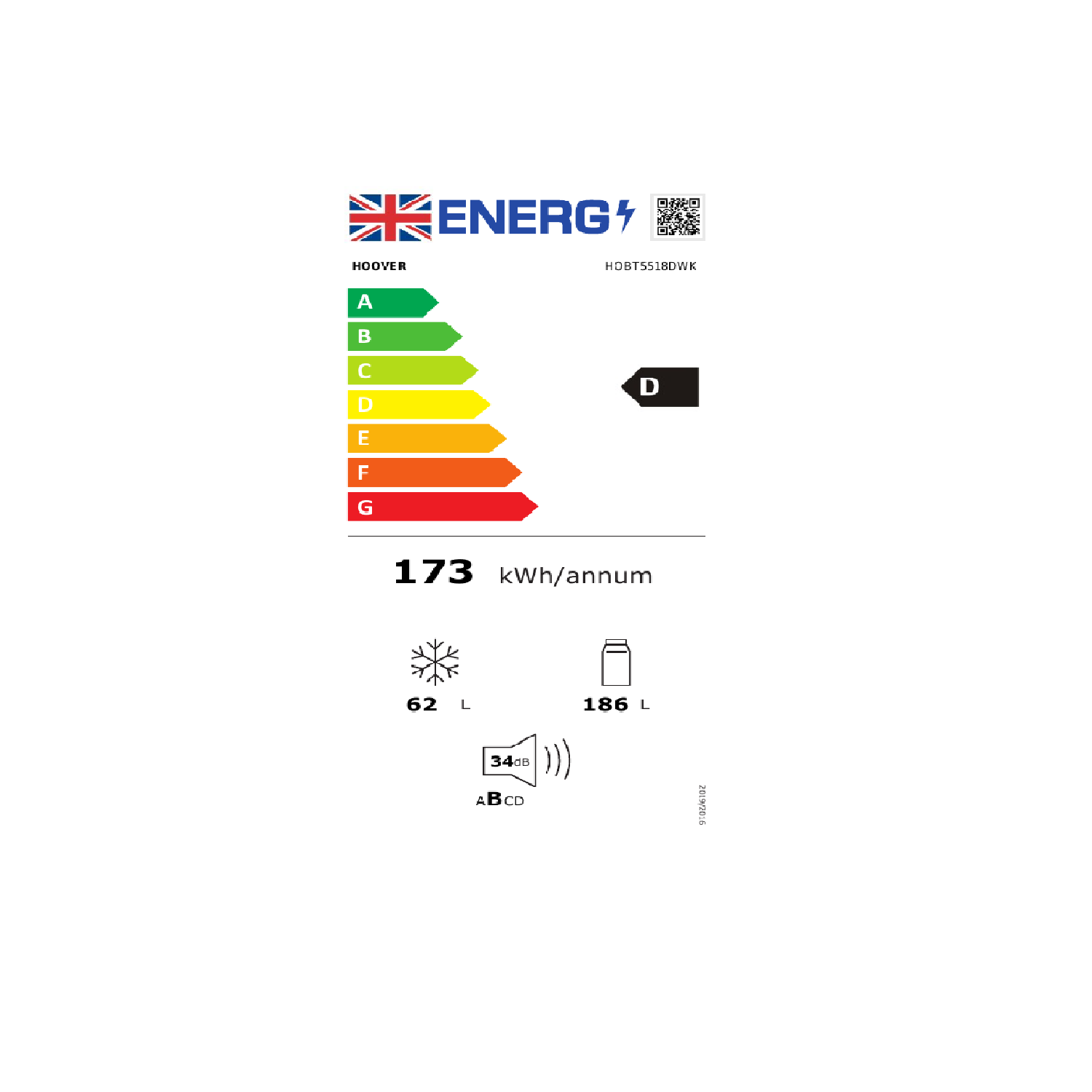 Hoover 248 Litre 70/30 Integrated Fridge Freezer - Image 9