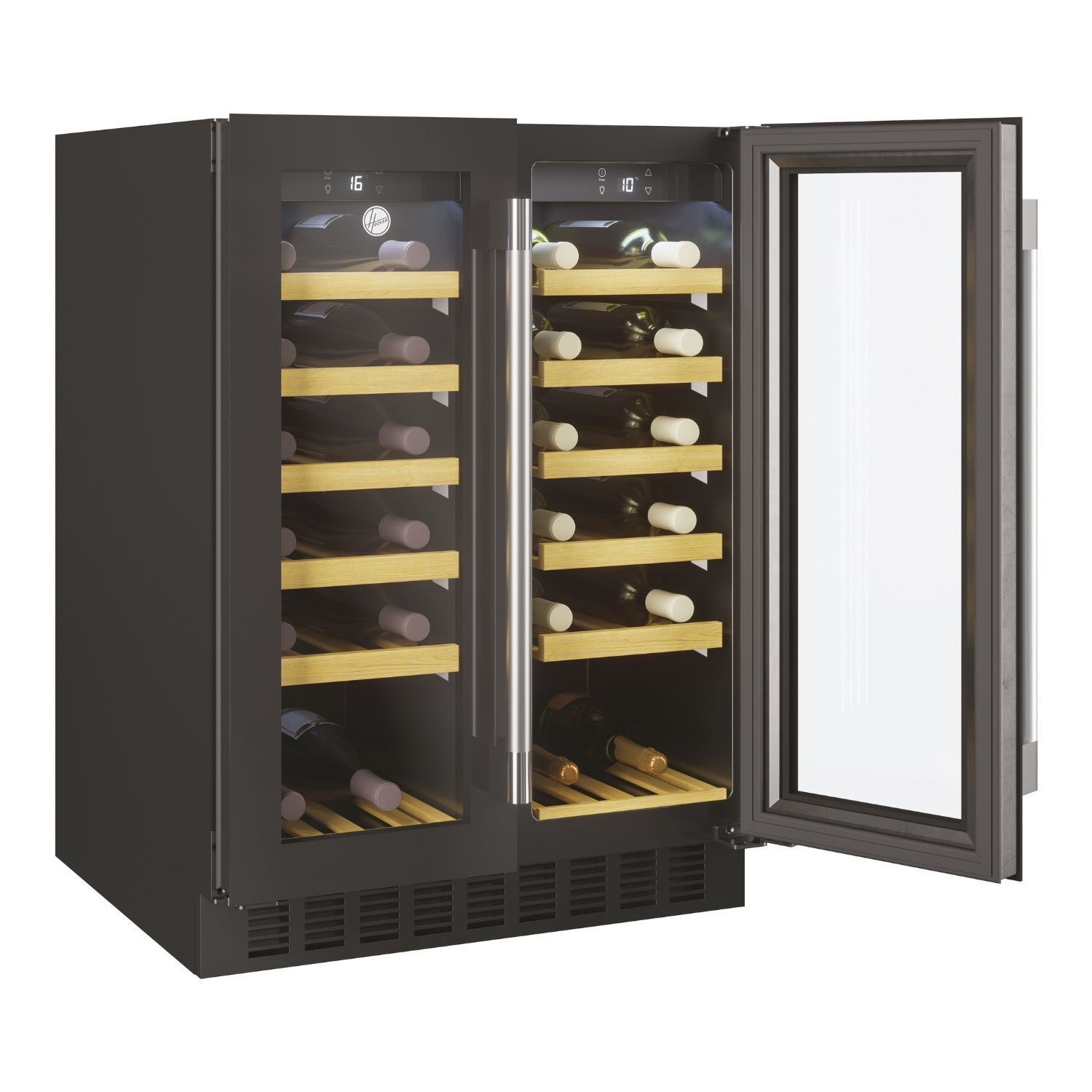 Hoover 38 Bottle Capacity Dual Zone 60cm Freestanding Wine Cooler - Black - Image 3