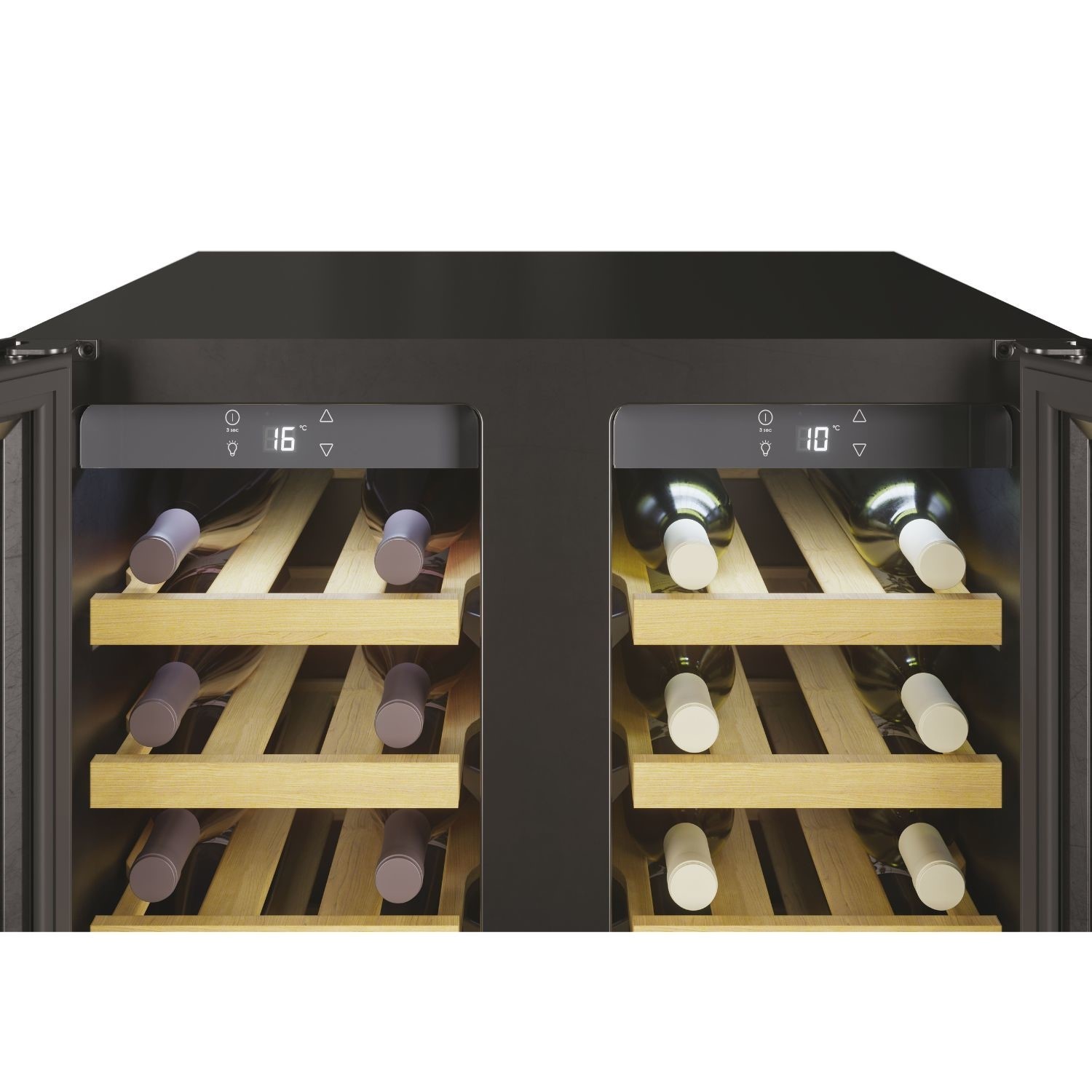 Hoover 38 Bottle Capacity Dual Zone 60cm Freestanding Wine Cooler - Black - Image 4