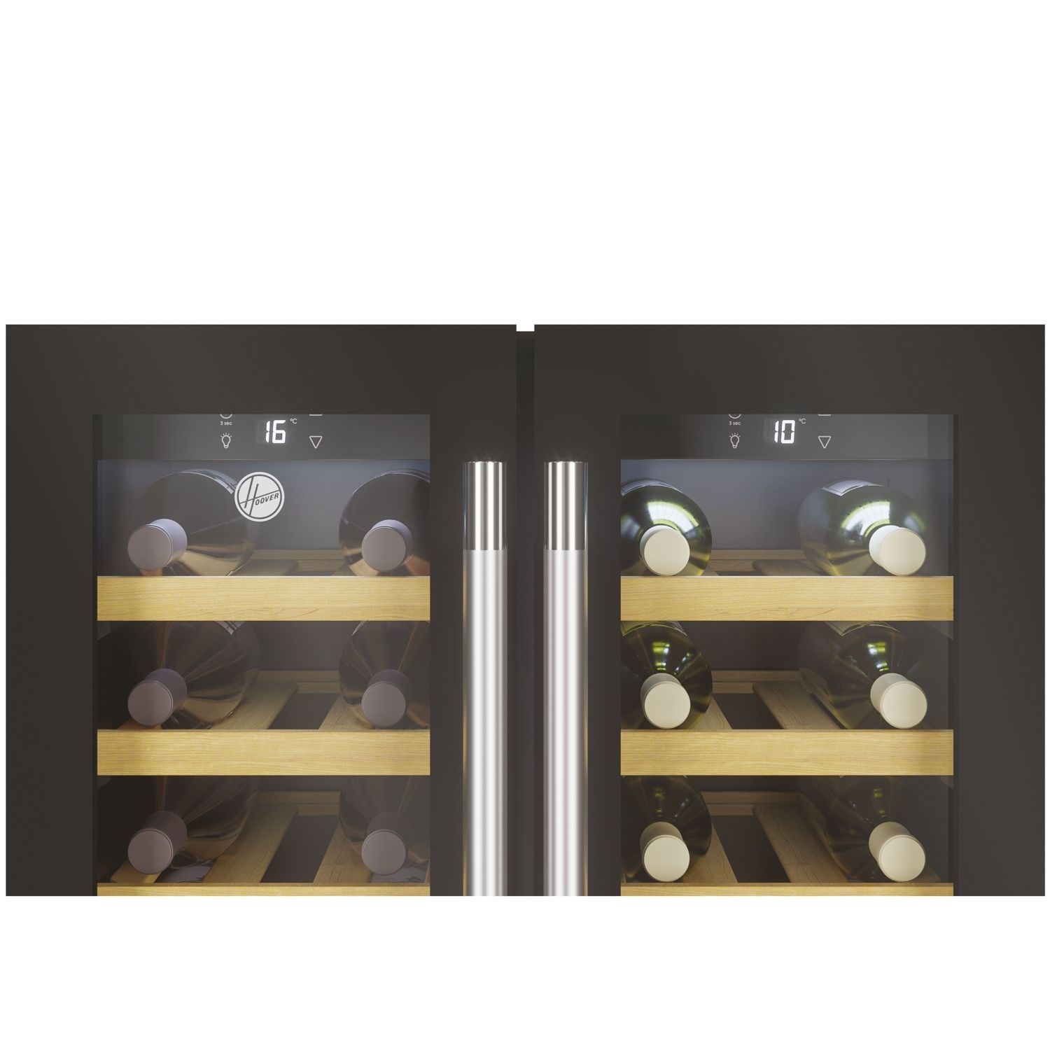 Hoover 38 Bottle Capacity Dual Zone 60cm Freestanding Wine Cooler - Black - Image 5
