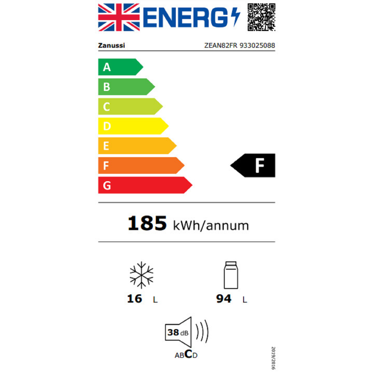 Zanussi 109 Litre Under Counter Integrated Fridge - White - Image 4