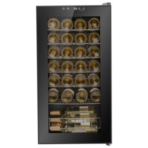 electriQ 28 Bottle Capacity Freestanding Wine Cooler - Black