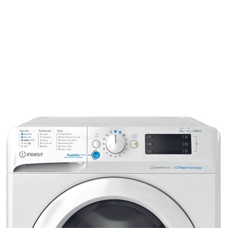 Indesit Push&Go 10kg Wash 7kg Dry 1400rpm Washer Dryer - White - Image 2