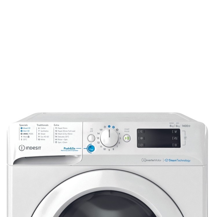 Indesit Push&Go 8kg Wash 6kg Dry 1400rpm Washer Dryer - White - Image 2