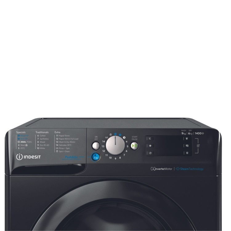 Indesit Push&Go 9kg Wash 6kg Dry 1400rpm Washer Dryer - Black - Image 2