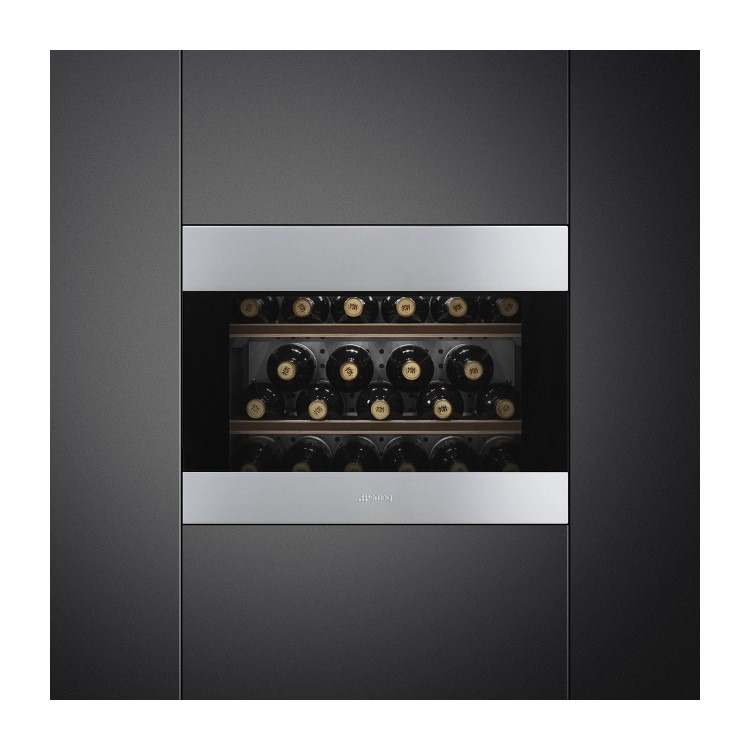 Smeg 21 Bottle Capacity Built In Single Zone Wine Cooler - Stainless Steel - Image 2