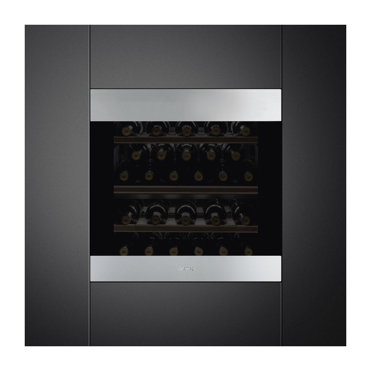 Smeg 29 Bottle Capacity Built-In Dual Zone Wine Cooler - Stainless Steel - Image 2