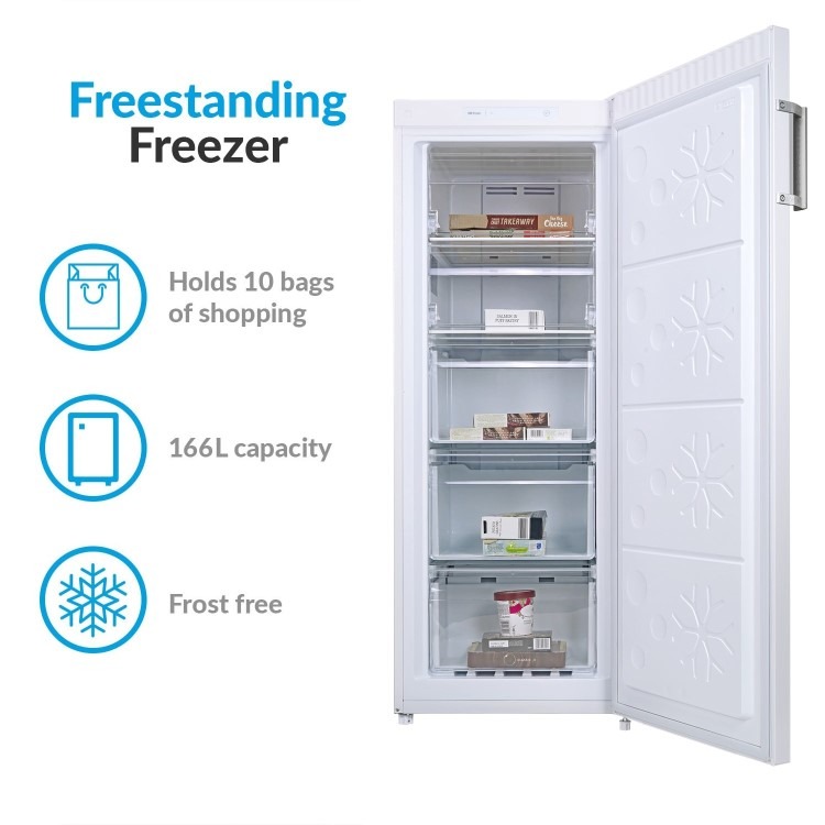 electriQ 166 Litre Frost Free Freestanding Freezer - White - Image 2